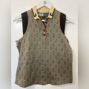 Jamie Sadock knit Checkered Sleeveless golf Polo size M